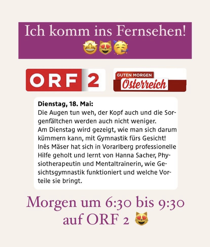 Gesichtstraining Hanna Sacher im ORF guten morgen österreich Gesichtstraining Hanna Sacher im ORF guten morgen österreich