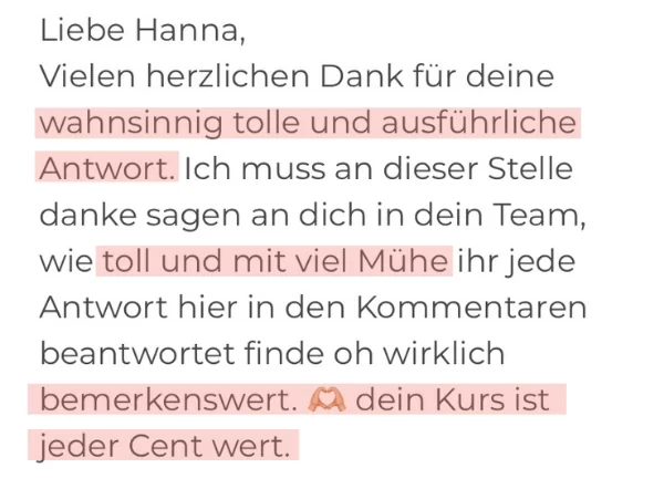 Bewertung einer Teilnehmerin
