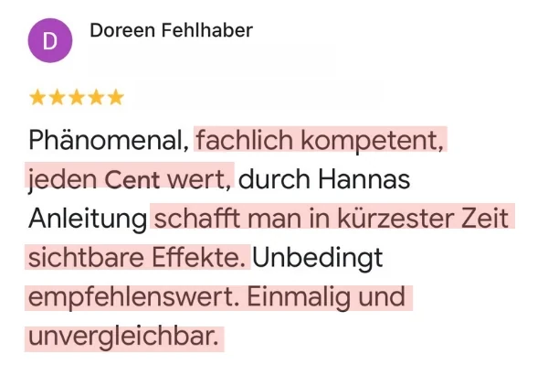 Bewertung einer Teilnehmerin
