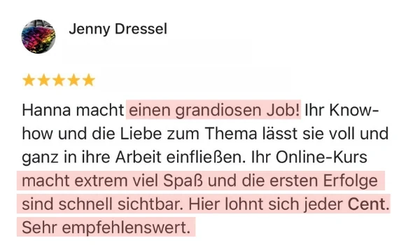 Bewertung einer Teilnehmerin