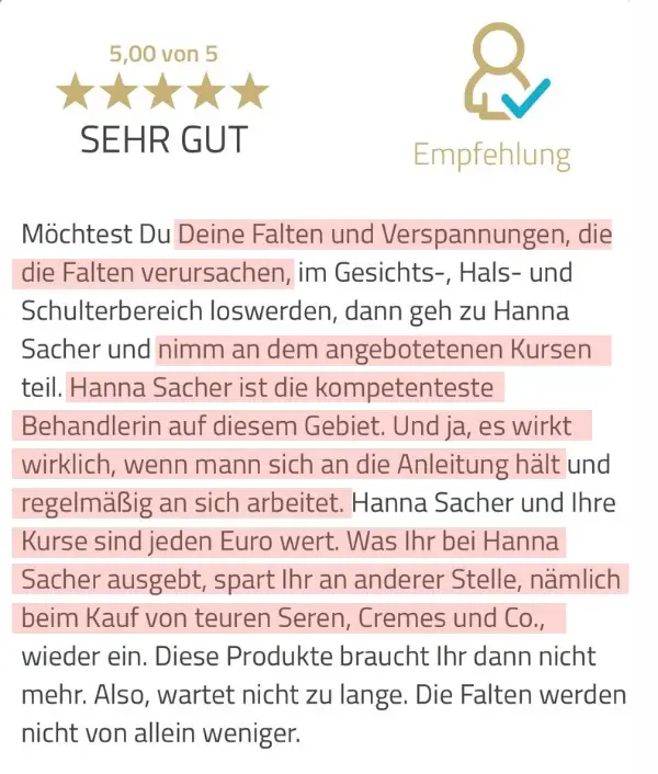 Bewertung: kompetenteste Behandlerin auf diesem Gebiet