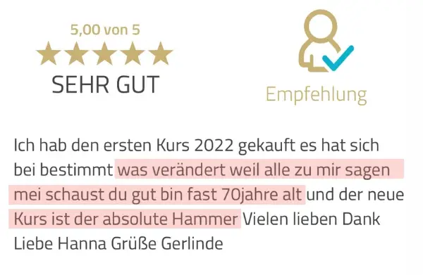 Bewertung: fast 70 Jahre, der Kurs ist der absolute Hammer