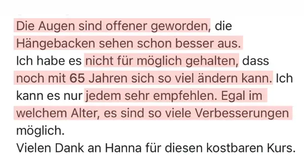 Bewertung: mit 65 Jahren noch so viel verändern