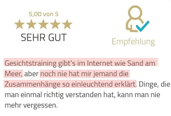 Bewertung: Gesichtstraining gibt es wie Sand am Meer