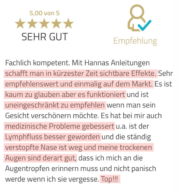 Bewertung: in kürzester Zeit sichtbare Effekte
