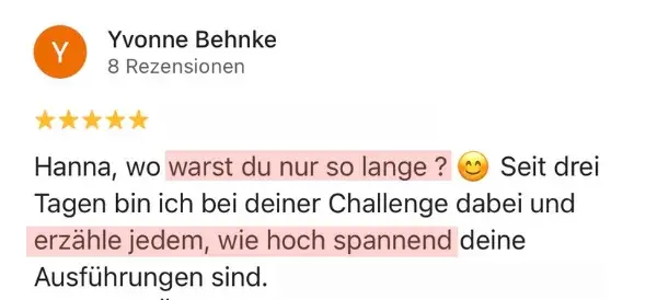 Bewertung einer Teilnehmerin