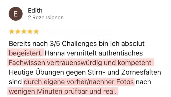 Bewertung einer Teilnehmerin