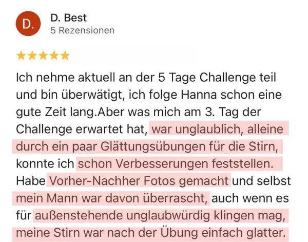 Bewertung einer Teilnehmerin