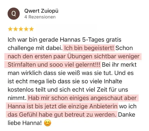 Bewertung einer Teilnehmerin