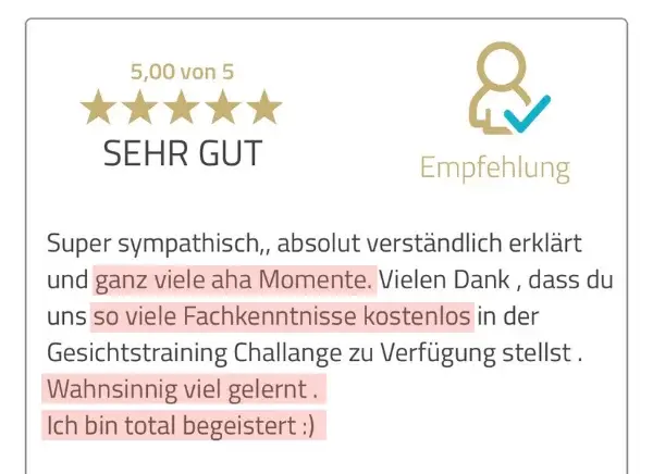 Bewertung einer Teilnehmerin
