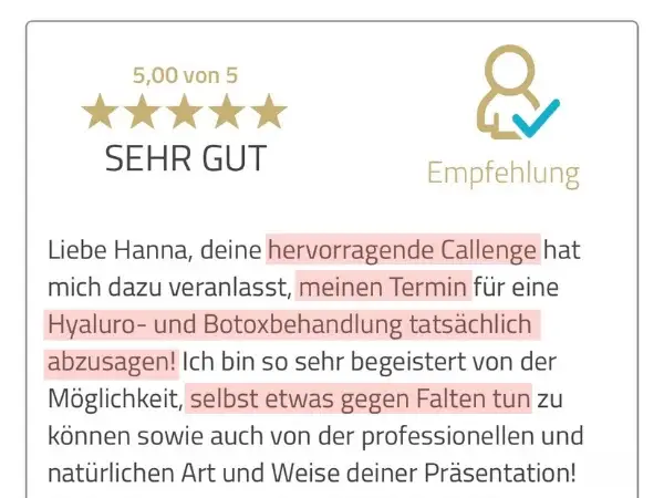 Bewertung einer Teilnehmerin