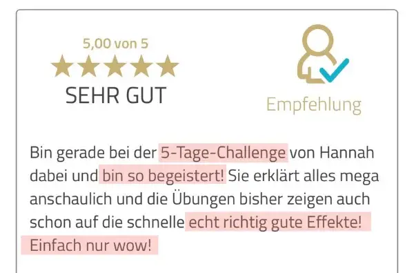Bewertung einer Teilnehmerin