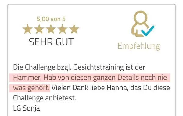Bewertung einer Teilnehmerin