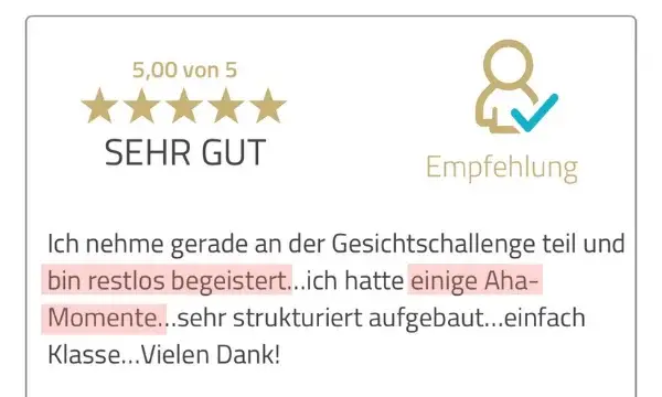 Bewertung einer Teilnehmerin